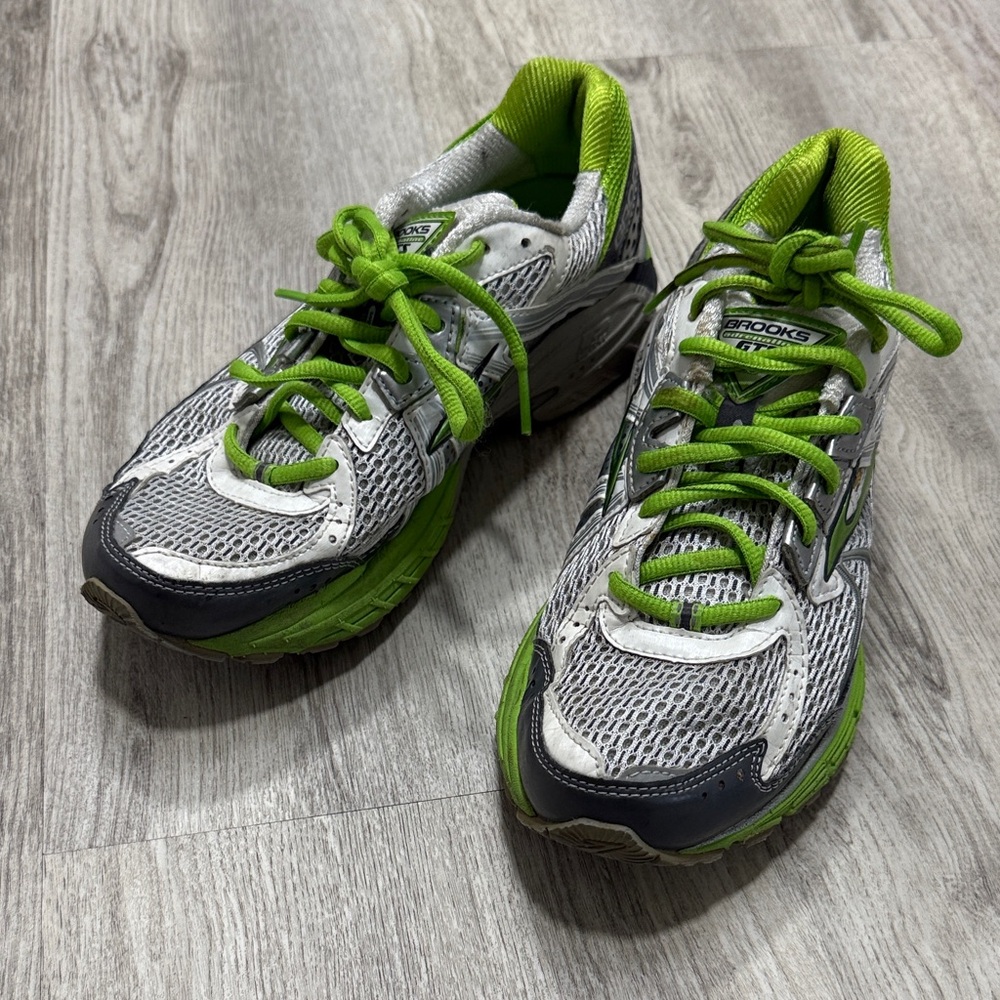 Brooks Lime and Gray Athletic Sneakers